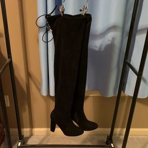Black Thigh High stretch suede boots